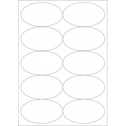 100 Planches d'étiquettes ovales 87mmx56mm