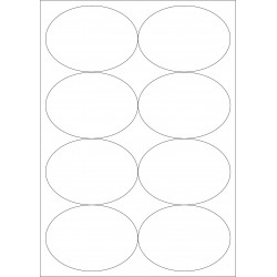 100 Planches d'étiquettes ovales 96mmx63mm