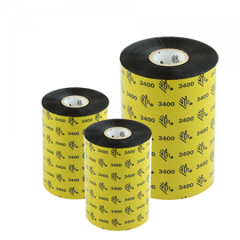 Carton de 6 rubans transfert thermique cire-resine Zebra 3400-83mmx450m-6E
